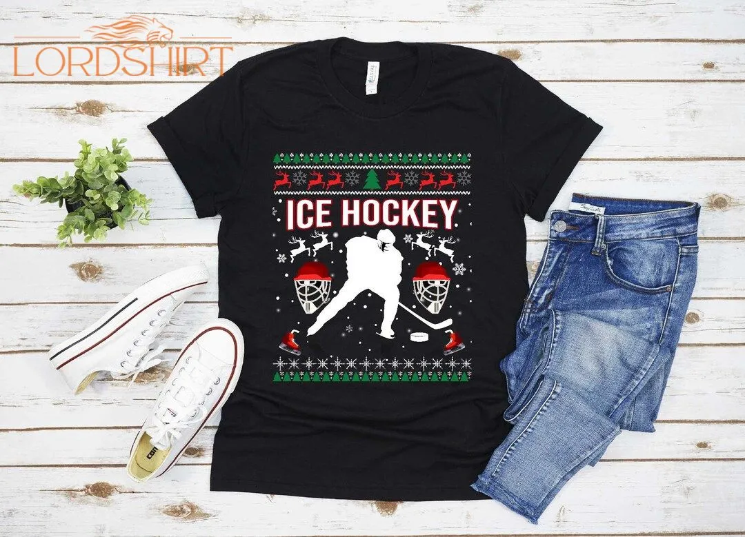 Ice Hockey Christmas T-shirt For Men Women Christmas