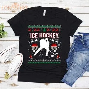 Ice Hockey Christmas T-shirt For Men Women Christmas