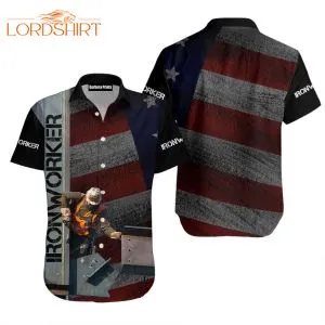 Iron Worker American Flag Aloha Hawaiian Shirts For Men & For Women