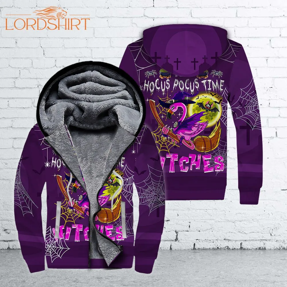 It's Hocus Pocus Time Flamengo Withches Halloween Fleece Zip Hoodie All Over Print