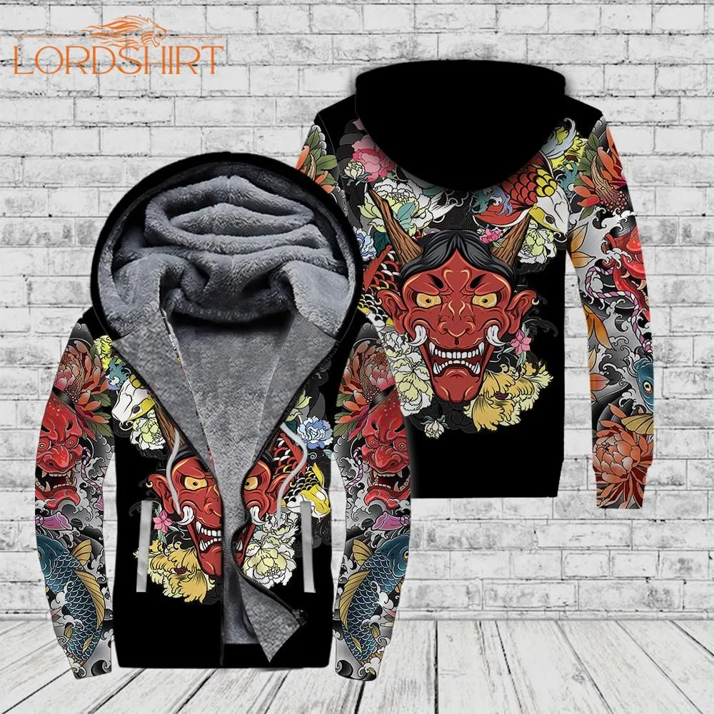 Japan Mask Fish Fleece Zip Hoodie All Over Print