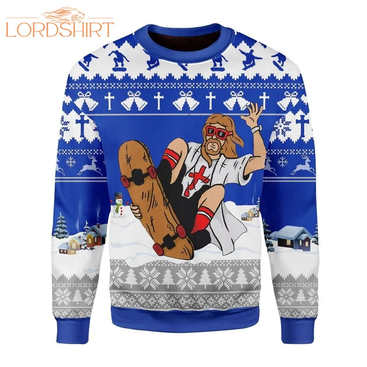 Jesus Skateboarding Ugly Christmas Sweater