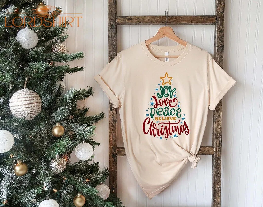 Joy Love Peace Christmas Tree Shirt Christmas T-shirt