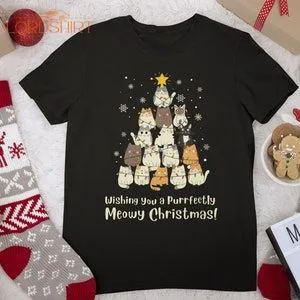 Kawaii Christmas T-shirt Cats Organic Cotton Shirt