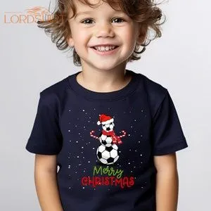 Kids Christmas Football Snowman T-shirt Boys  Girls