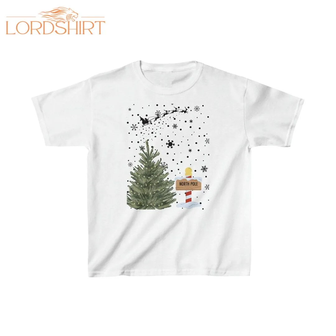 Kids Christmas T-shirt North Pole Christmas Tree Shirt For