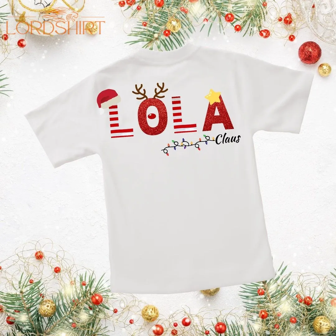 Kids Christmas T-shirt Your Name Claus Children