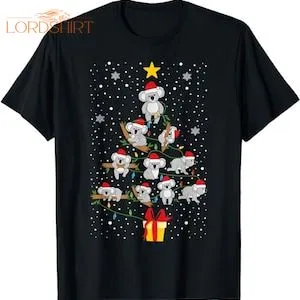 Koala Christmas Tree Lights Funny Xmas Mens Womens Pajama