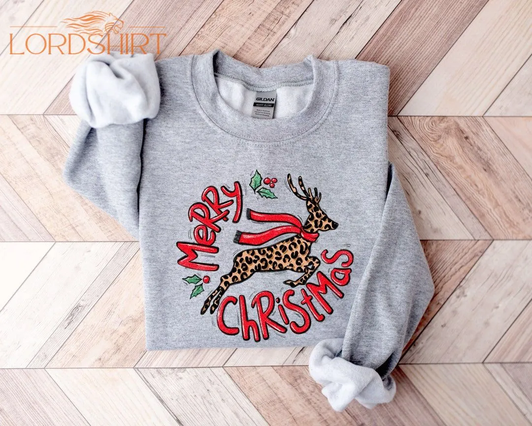 Leopard Reindeer Christmas Sweatshirtreindeer Shirtpeeping