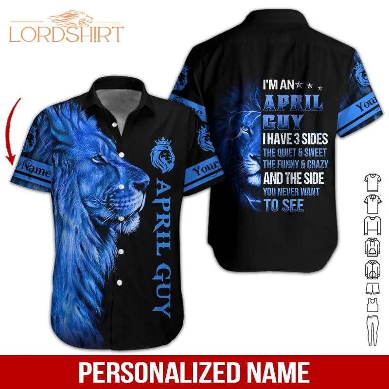 Lion April Guy Custom Name Hawaiian Shirt