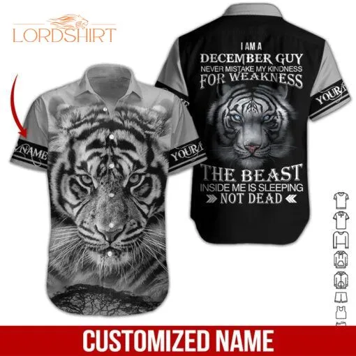 Lion December Guy Custom Name Hawaiian Shirt