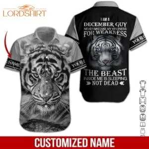 Lion December Guy Custom Name Hawaiian Shirt