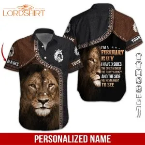 Lion February Guy Custom Name Hawaiian Shirt