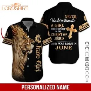 Lion June Girl Custom Name Hawaiian Shirt