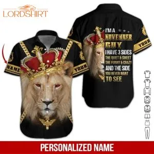 Lion November Guy Custom Name Hawaiian Shirt