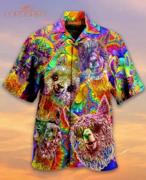 Llama Colourful Hawaiian Shirt