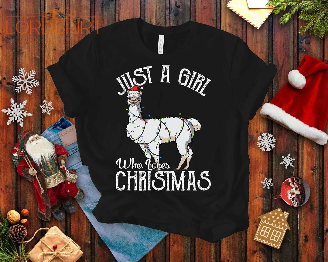 Llama Girl Christmas T-shirt Funny Llama Lover Holiday Shirt