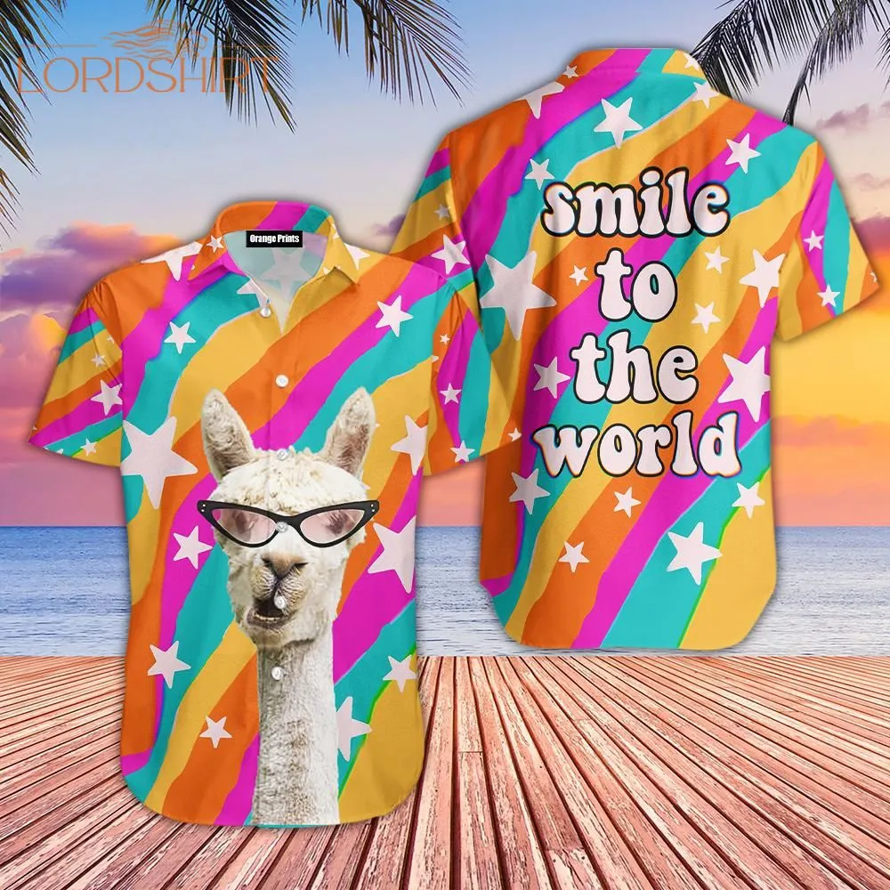 Llama Smile To The World Lgbt Hawaiian Shirt