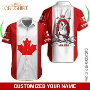 Love Canada Custom Name Hawaiian Shirt