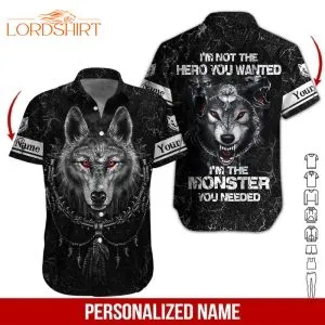 Love Wolf Custom Name Hawaiian Shirt