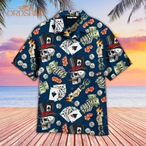 Lucky Dice Spades Gambling Skull Aloha Hawaiian Shirt