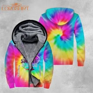 Mama Shark Tie Dye Fleece Zip Hoodie All Over Print