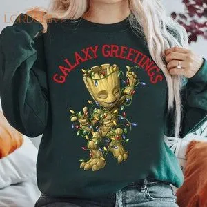 Marvel Christmas Groot Galaxy Greetings Shirt Marvel Groot