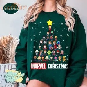 Marvel Christmas Tree Shirt Avengers Christmas Hoodie