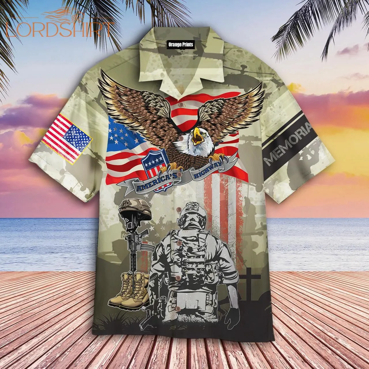 Memorial Day Veteran And Eagle Hawaiian Shirt