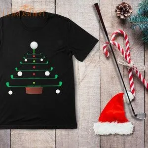 Mens Golf Christmas T-shirt Golf Christmas Ladies Golf