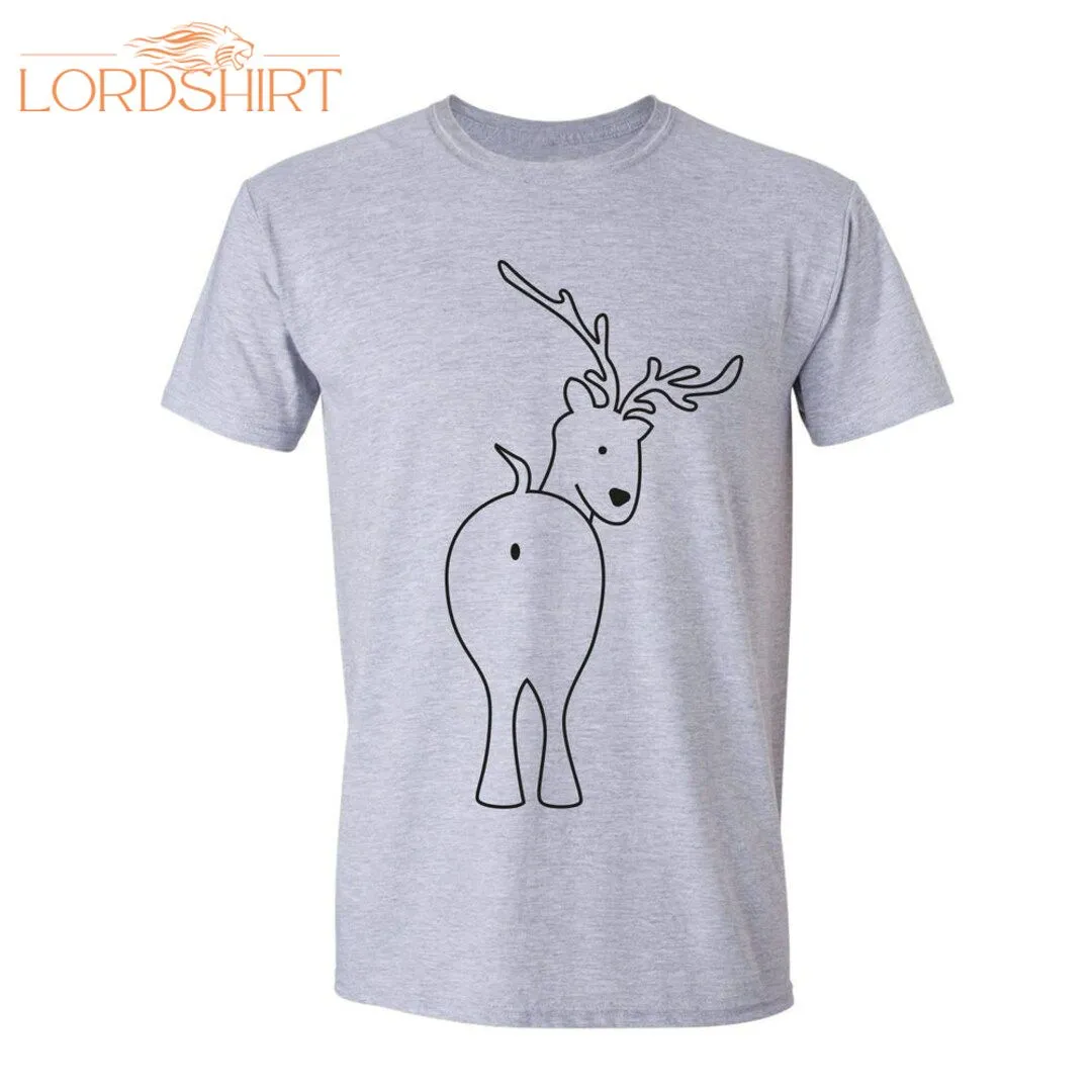 Mens / Novelty Christmas / Funny T-shirt / Reindeer Bum /