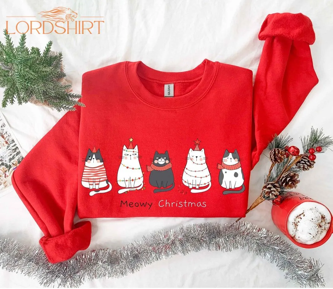 Meowy Christmas Sweatshirthappy Cat Year Shirtfunny