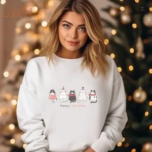 Meowy Christmas T-shirt Christmas Cats Sweatshirt Merry