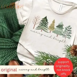 Merry And Bright Women's Christmas Shirtwomans Holiday