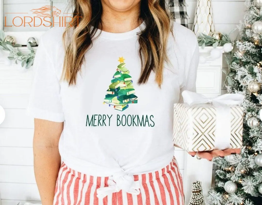 Merry Bookmas Christmas Tshirt For Readers Bookish Holiday