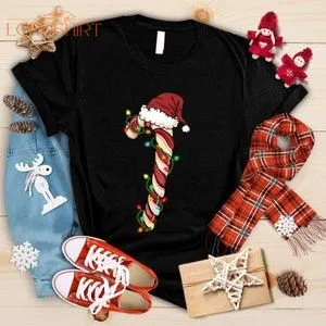 Merry Christmas Candy Cane Crew Shirt Santa Candy Cane