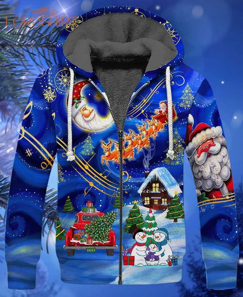 Merry Christmas Fleece Zip Hoodie All Over Print