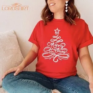 Merry Christmas Ladies Tshirt / Holiday Shirt/ Women's