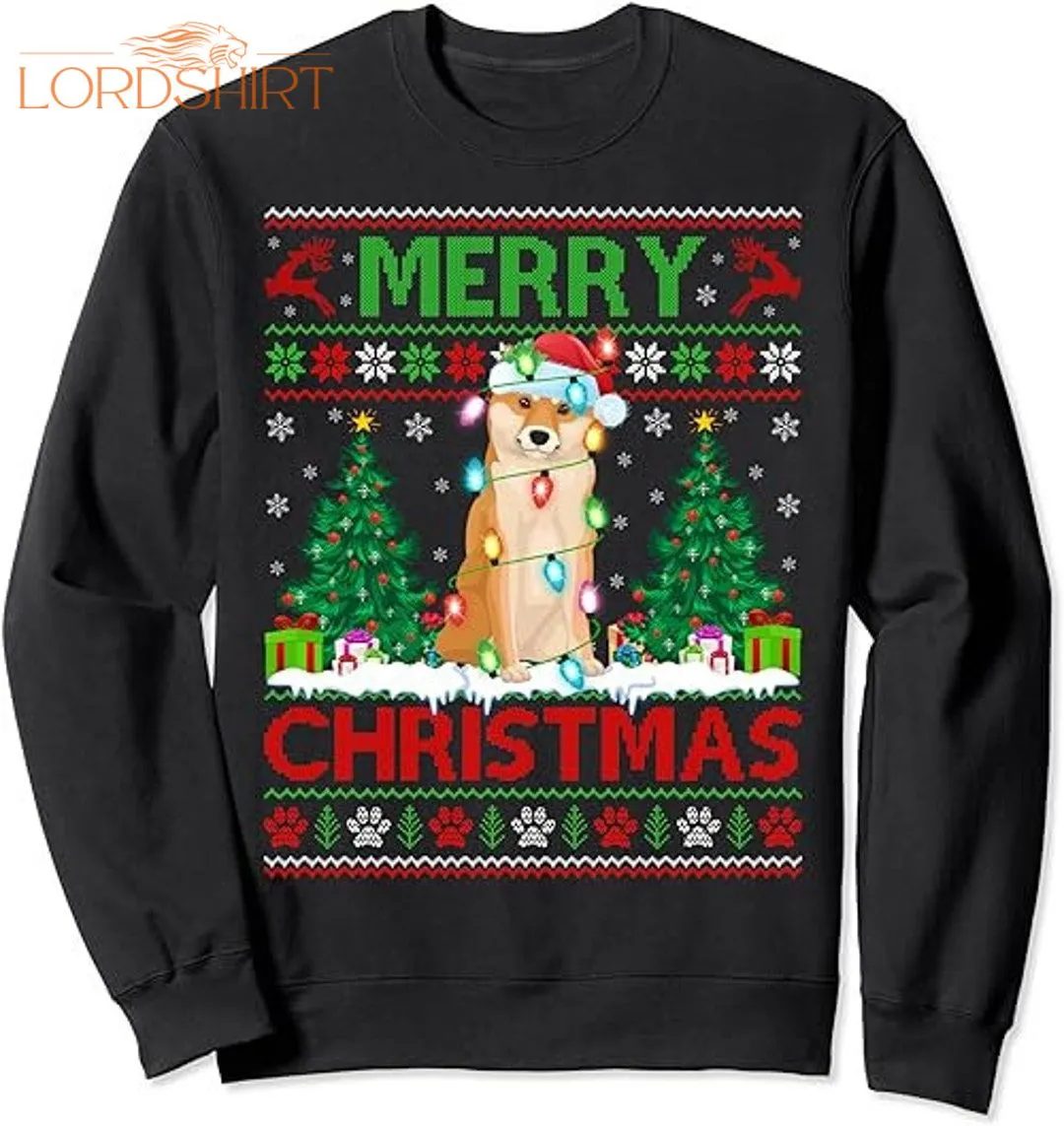 Merry Christmas Lighting Ugly Shiba Inu Christmas T-shirt