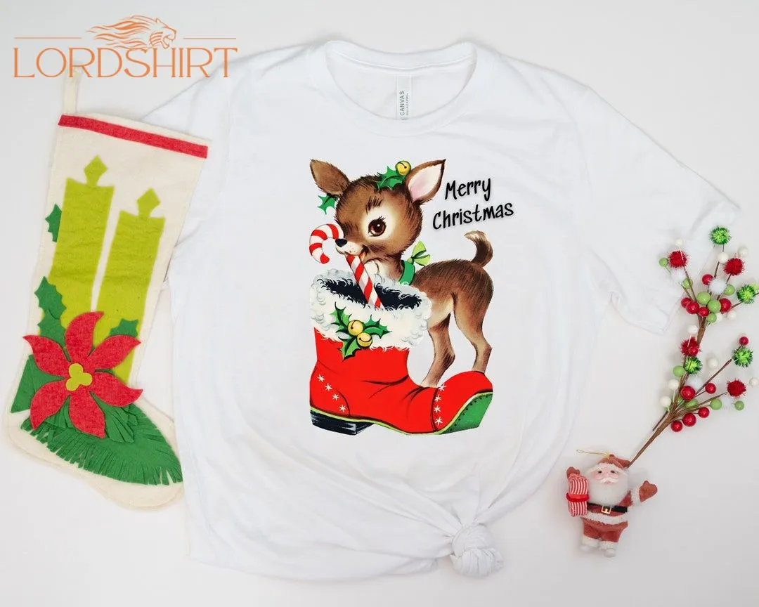 Merry Christmas Reindeer Adult Christmas T-shirt Unisex