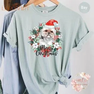 Merry Christmas Shih Tzu Shirt Comfort Colors Christmas