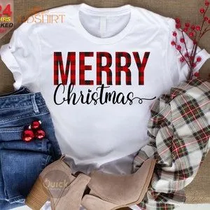 Merry Christmas T-shirt Buffalo Plaid Christmas Shirt