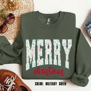 Merry Christmas T-shirt Merry Christmas Sweatshirt Floral