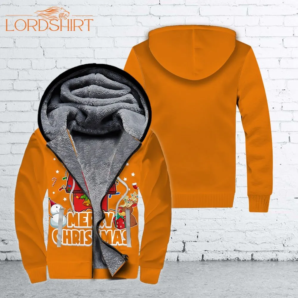 Merry Christmas Tennessee Volunteers With Snow Fleece Zip Hoodie All Over Print