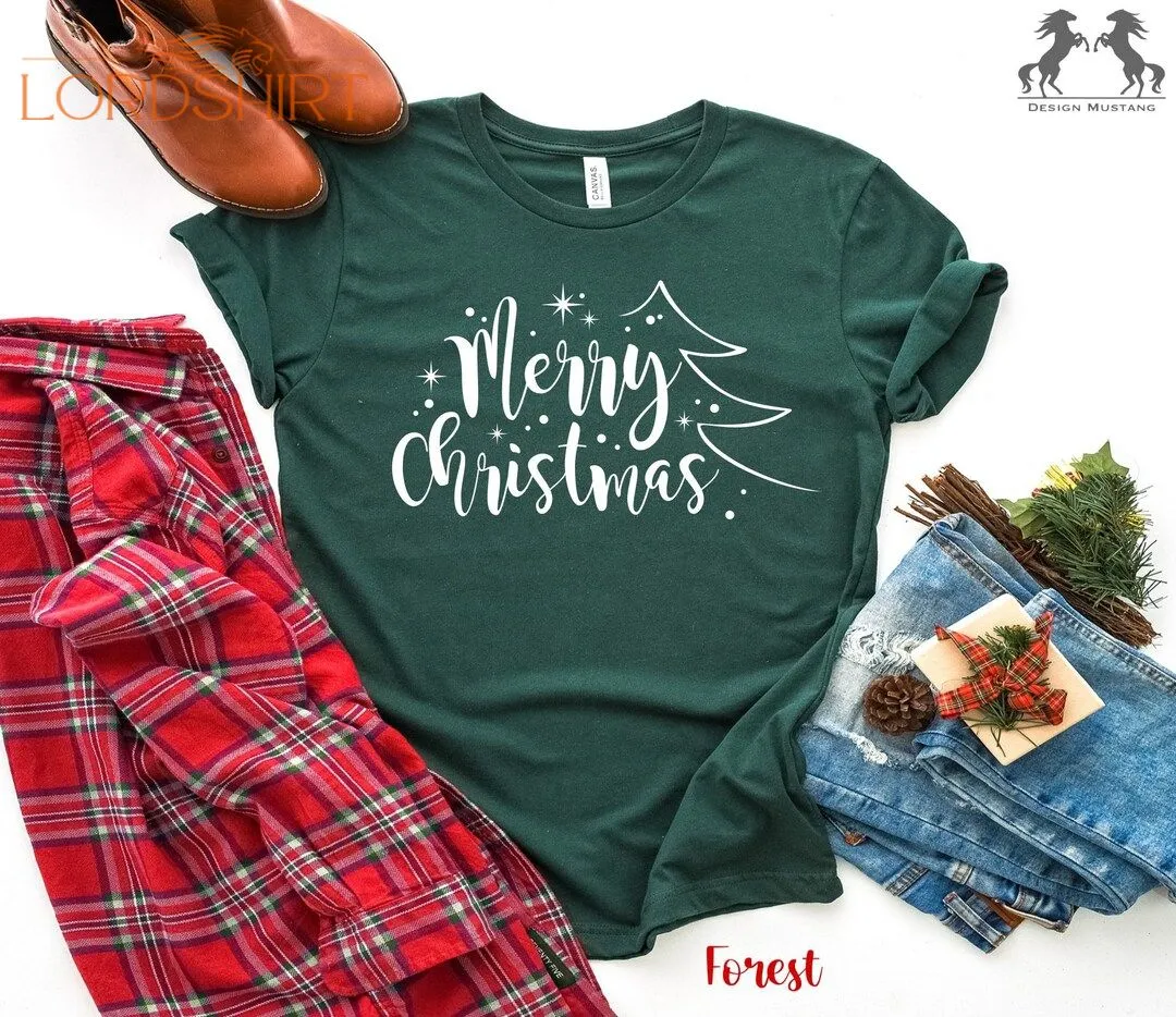 Merry Christmas Tree Shirt Christmas Tree Tee Christmas Fir