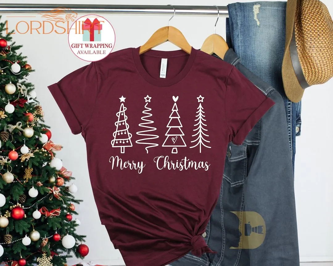 Merry Christmas Tree Shirt Matching Christmas Tshirts Womens