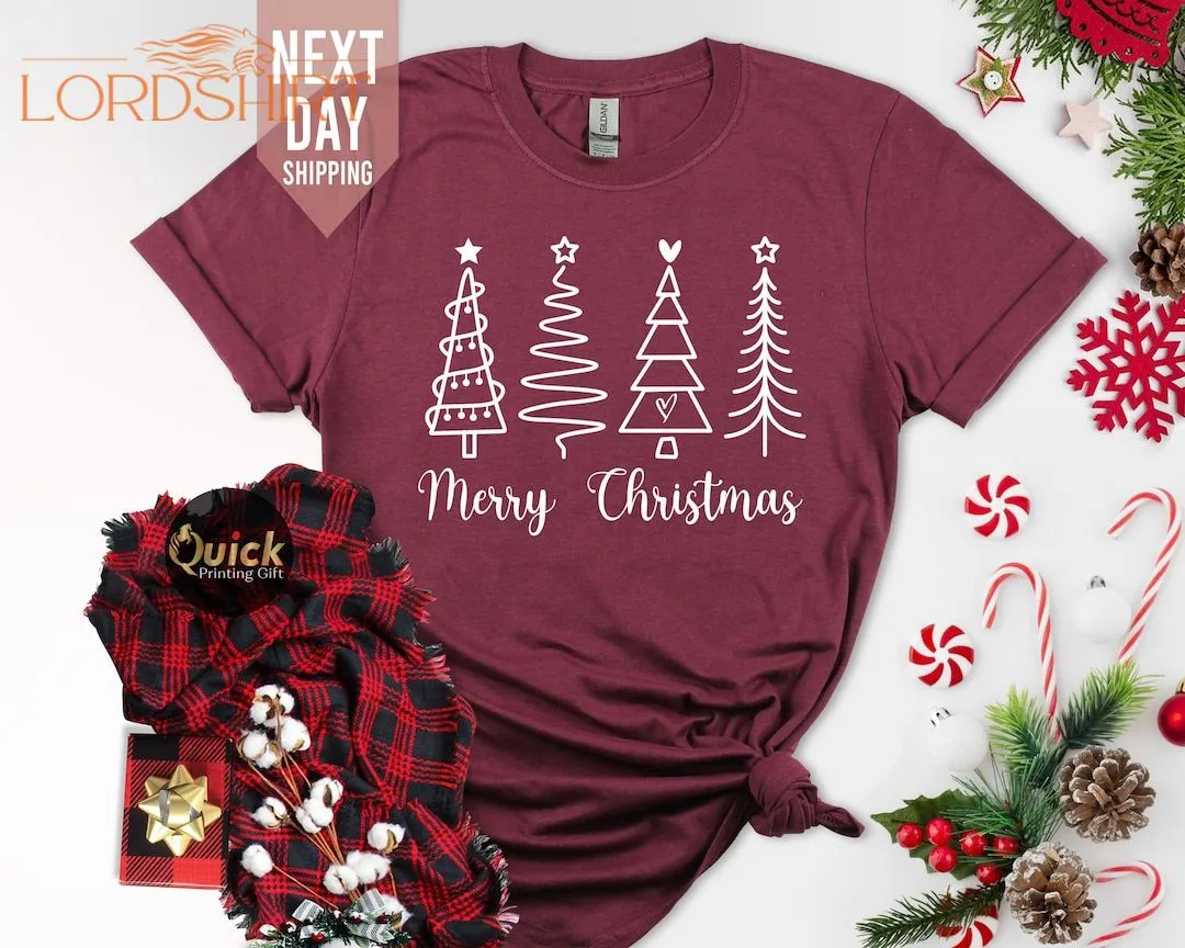 Merry Christmas Tree Tshirts Matching Family Christmas