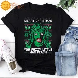 Merry Christmas You Fuzzy Little Man Peach Vintage T-shirt