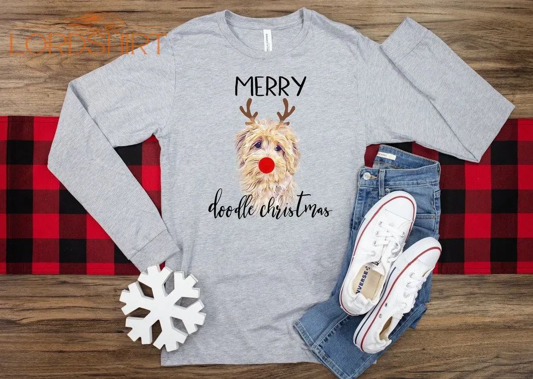 Merry Doodle Christmas Long Sleeve T-shirt Golden Doodle