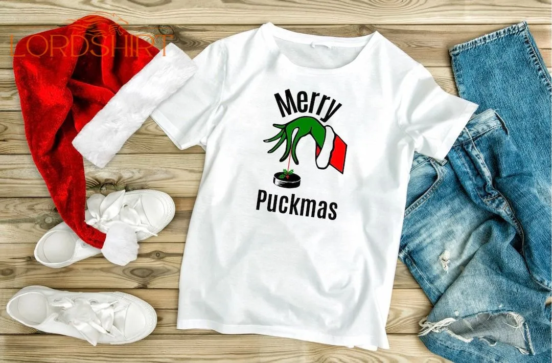 Merry Puckmas/ Funny Christmas T-shirt/ Hockey Puck Christmas